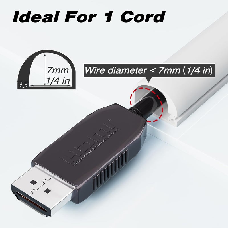 Conwang 78" Silicone Cord Hider for Wall Mount TV,Self-Adhesive Cable Hider for 1 Cord(1/4" Diameter),Cable Management Under Desk,Cord Organizer,Cable Raceway Home & Office Trim,Cord Concealer Channel,White - Image 2